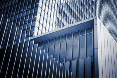 architectural details of a glass and steel office building